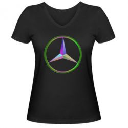 Женская футболка с V-образным вырезом Mercedes Logo Art - PrintSalon