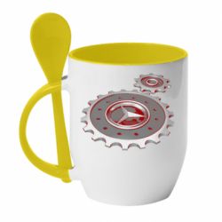 Чашка с ложкой Mercedes logo механизм - PrintSalon