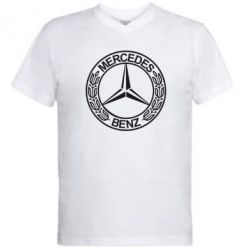 Мужская футболка  с V-образным вырезом Mercedes Logo - PrintSalon