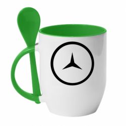 Чашка с ложкой Mercedes new logo - PrintSalon