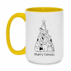 Чашка двокольорова велика Merry catmas