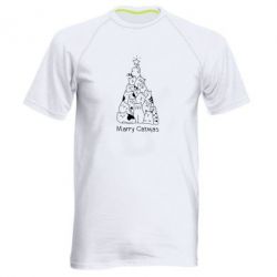 Чоловіча футболка для спорту Merry catmas - PrintSalon