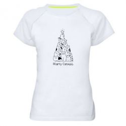 Жіноча футболка для спорту Merry catmas - PrintSalon