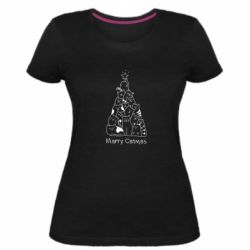 Жіноча преміум футболка Merry catmas - PrintSalon