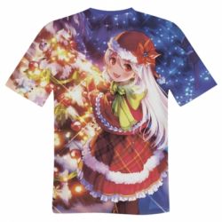 Мужская футболка 3D Merry Christmas anime girl-PrintSalon Мужская футболка 3D Merry Christmas anime girl