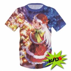 Дитяча 3D футболка Merry Christmas anime girl - PrintSalon