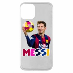 Чехол для iPhone 11 Месси с мячом, полигональный портрет