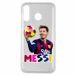 Чохол для Samsung M30 Мессі з м`ячем, полігональний портрет