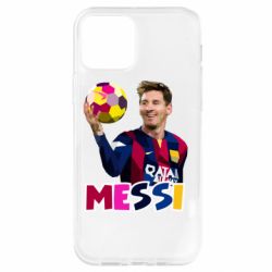 Чехол для iPhone 12 Месси с мячом, полигональный портрет - PrintSalon