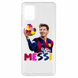 Чохол для Samsung A51 Мессі з м`ячем, полігональний портрет