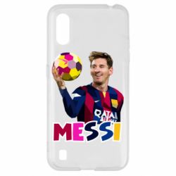 Чохол для Samsung A01 / M01 Мессі з м`ячем, полігональний портрет