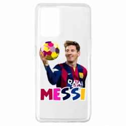 Чехол для Oppo A74 4G Месси с мячом, полигональный портрет - PrintSalon