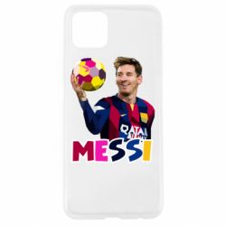 Чехол для Oppo A92s Месси с мячом, полигональный портрет - PrintSalon