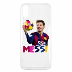 Чехол для Xiaomi Redmi 9a Месси с мячом, полигональный портрет