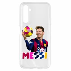 Чохол для Realme 6 Мессі з м`ячем, полігональний портрет