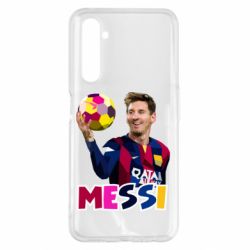 Чохол для Realme 6 Pro Мессі з м`ячем, полігональний портрет