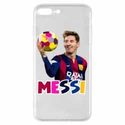 Чехол для iPhone 8 Plus Месси с мячом, полигональный портрет - PrintSalon
