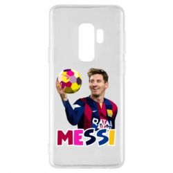 Чехол для Samsung S9+ Месси с мячом, полигональный портрет - PrintSalon