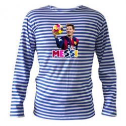 Тельняшка с длинным рукавом Месси с мячом, полигональный портрет