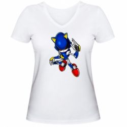 Женская футболка с V-образным вырезом Metal Sonic - PrintSalon