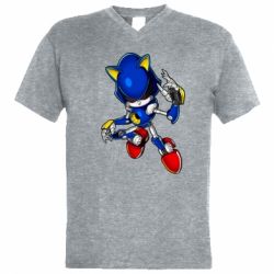 Мужская футболка  с V-образным вырезом Metal Sonic - PrintSalon