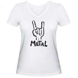 Женская футболка с V-образным вырезом Metal - PrintSalon