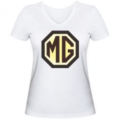 Женская футболка с V-образным вырезом MG Cars Logo - PrintSalon