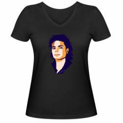 Женская футболка с V-образным вырезом Michael Jackson Graphics Cubism - PrintSalon