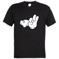 Мужская футболка  с V-образным вырезом Mickey Mouse Hands "Chop-chop" - PrintSalon