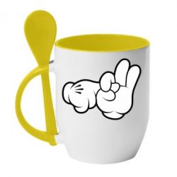 Чашка с ложкой Mickey Mouse Hands "Chop-chop" - PrintSalon