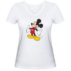Женская футболка с V-образным вырезом Mickey Mouse - PrintSalon