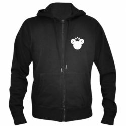 Мужское худи на молнии Mickey with a crown - PrintSalon
