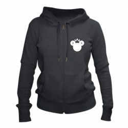 Женское худи на молнии Mickey with a crown - PrintSalon