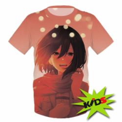 Дитяча 3D футболка Mikasa Ackerman hero - PrintSalon