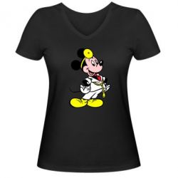 Женская футболка с V-образным вырезом Микки Доктор - PrintSalon