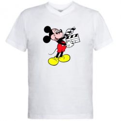Мужская футболка  с V-образным вырезом Микки режиссер - PrintSalon
