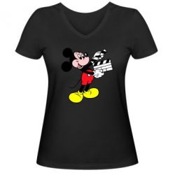 Женская футболка с V-образным вырезом Микки режиссер - PrintSalon