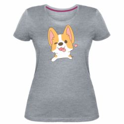 Женская премиум футболка Милый корги - PrintSalon