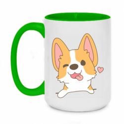 Чашка двухцветная 420ml Милый корги - PrintSalon