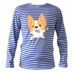 Тельняшка с длинным рукавом Милый корги - PrintSalon
