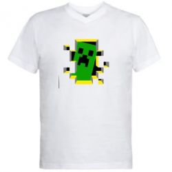 Мужская футболка  с V-образным вырезом Minecraft 3D
