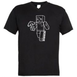 Мужская футболка  с V-образным вырезом Minecraft and hero nickname - PrintSalon