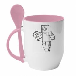 Чашка с ложкой Minecraft and hero nickname - PrintSalon