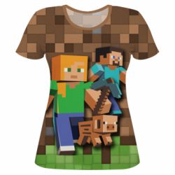Жіноча 3D футболка Minecraft and heroes - PrintSalon