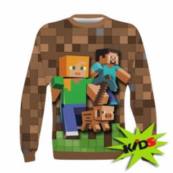 Дитячий 3D світшот Minecraft and heroes - PrintSalon