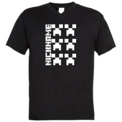 Мужская футболка  с V-образным вырезом Minecraft and nickname - PrintSalon