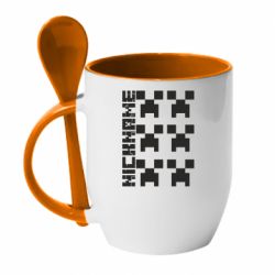 Чашка с ложкой Minecraft and nickname - PrintSalon