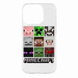 Чохол для iPhone 14 Pro Minecraft character heads - PrintSalon