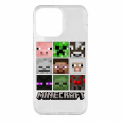 Чохол для iPhone 14 Pro Max Minecraft character heads