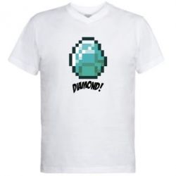 Чоловіча футболка з V-подібним вирізом Minecraft Diamond! - PrintSalon